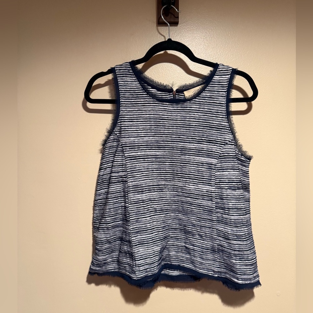 🔴5/$15 Striped Sleeveless Knit Tank Top - Blue/White